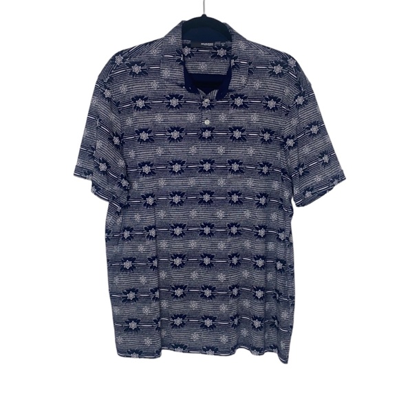Murano Shirts Murano Liquid Luxury Slim Fit Cotton Navy Floral Polo